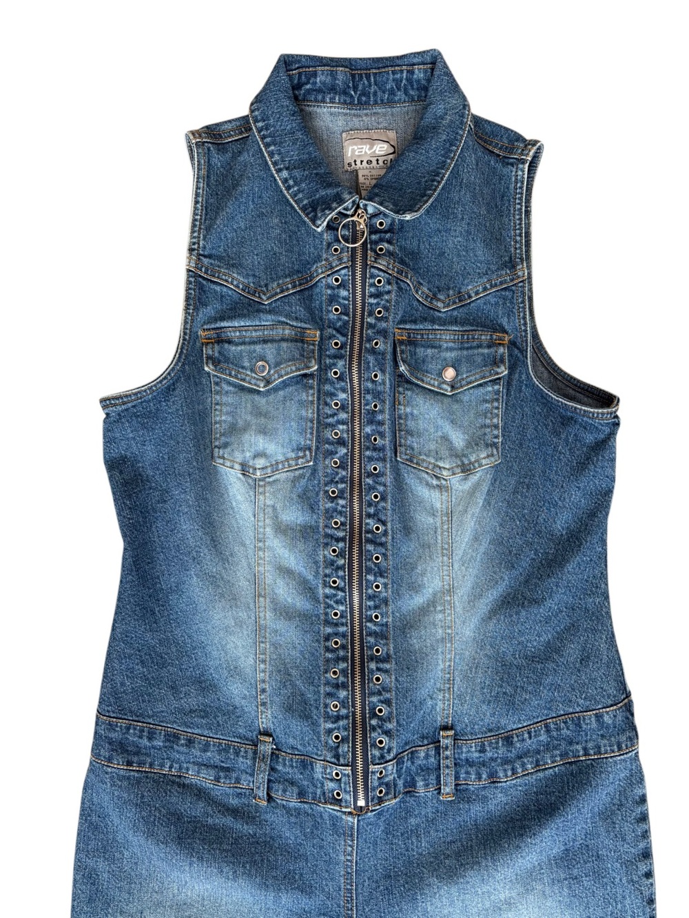 rave Denim Sleeveless Jumpsuit